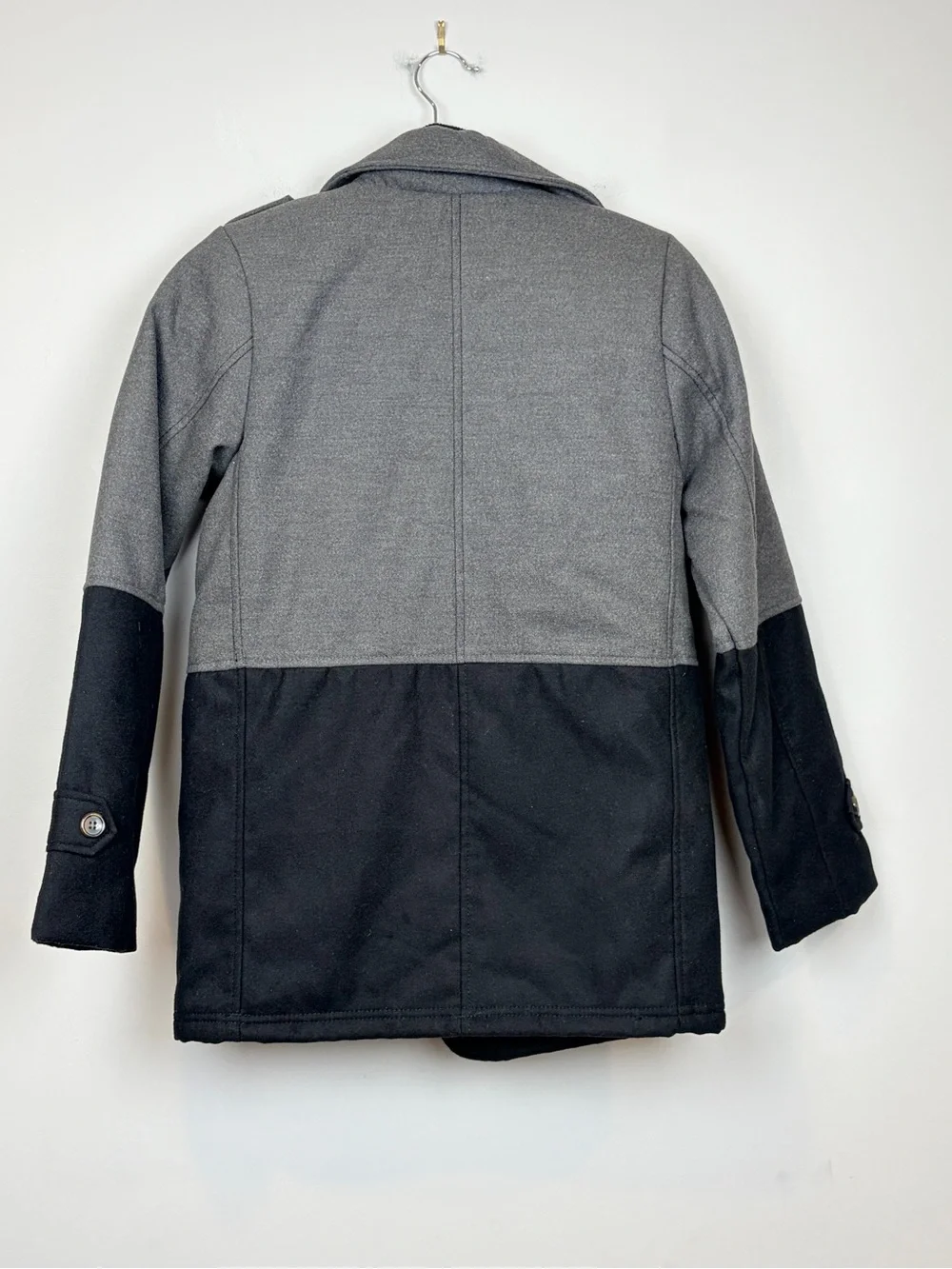 London Fog Boys Double Breasted Peacoat Jacket‎ Gray Black Size L 14-16